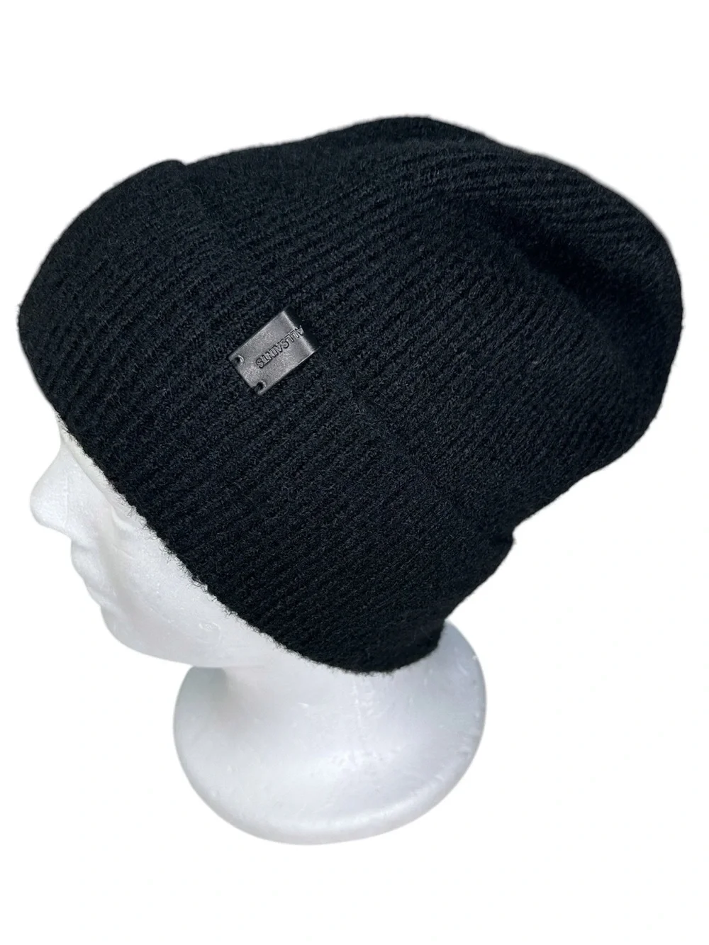 AllSaints Fuzzy Knit Beanie & Scarf 2-Piece Set Black NWT Without Box